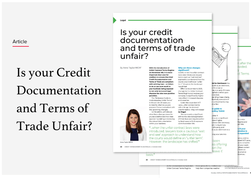 Is your Credit Documentation and Terms of Trade Unfair?